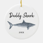 Waterverf Gepersonaliseerde papa Shark Kerstmis Keramisch Ornament (Achterkant)