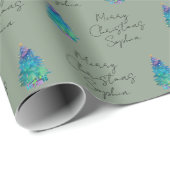 Waterverf Gepersonaliseerde Sage Green Merry Kerst Cadeaupapier (Rol Hoek)
