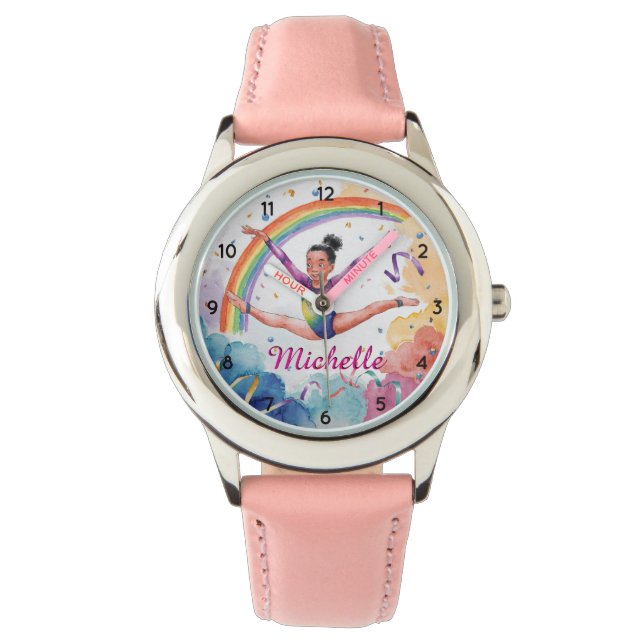 Waterverf Gepersonaliseerde Schattigee gymnastiek  Horloge (Voorkant)