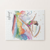 Waterverf Gepersonaliseerde Schattigee gymnastiek  Legpuzzel (Horizontaal)