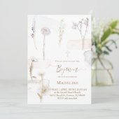 waterverf geperste bloemen Doop Kaart (Staand voorkant)