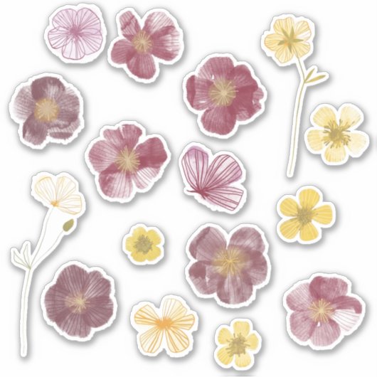 Waterverf geperste bloemen verven sticker (Voorkant)