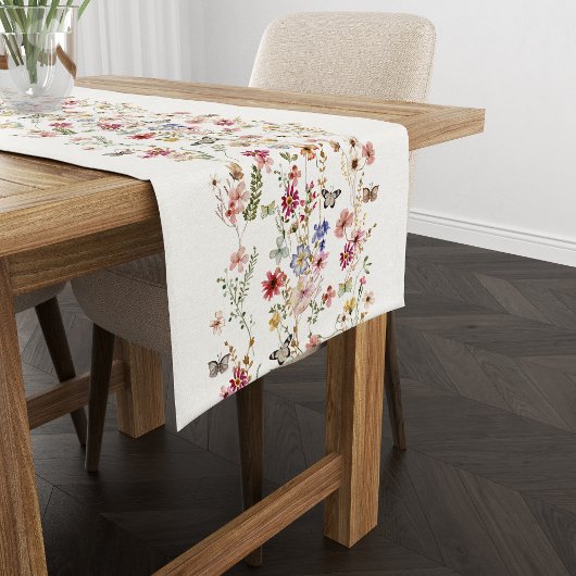 Waterverf Geperste & Gedroogde Wildbloemen en Krui Medium Tafelloper