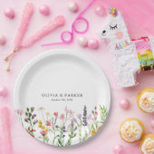 Waterverf geperste wilde bloemen bruiloft papieren bordje (Feest)