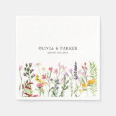 Waterverf geperste wilde bloemen bruiloft servet (Voorkant)