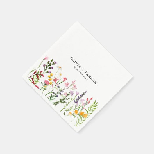 Waterverf geperste wilde bloemen bruiloft servet (Hoek)