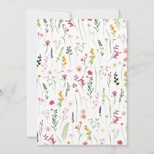 Waterverf geperste wilde bloemen Weddenschap Kaart (Achterkant)