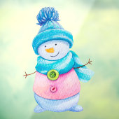 Waterverf Gepilde Winter Snowman Business Window Raamsticker (Vel 3)