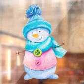 Waterverf Gepilde Winter Snowman Business Window Raamsticker (Vel 2)