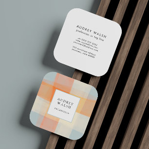 Waterverf Geplakt Oranje Cream Blue professional Vierkante Visitekaartje