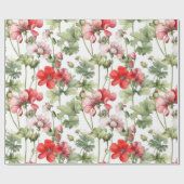 Waterverf  Geranium Flowers en Leaves Cadeaupapier (Vlak)