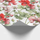 Waterverf  Geranium Flowers en Leaves Cadeaupapier (Hoek)