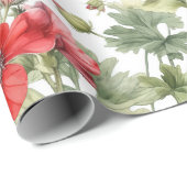 Waterverf  Geranium Flowers en Leaves Cadeaupapier (Rol Hoek)