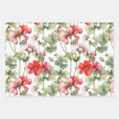 Waterverf  Geranium Flowers en Leaves Inpakpapier Vel (Voorkant)