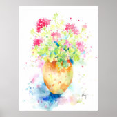 Waterverf geranium in terracotta pot poster (Voorkant)
