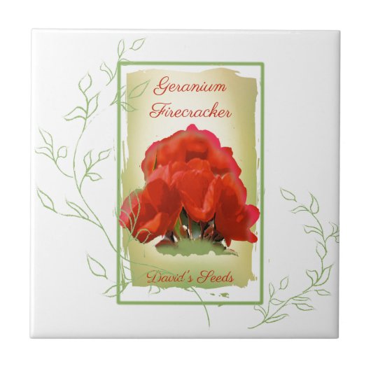 Waterverf Geranium Seed Pack Tegeltje (Voorkant)