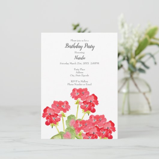 Waterverf Geraniums 2 Kaart (Staand voorkant)