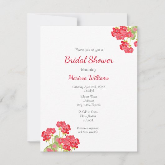 Waterverf Geraniums 2 Kaart (Voorkant)