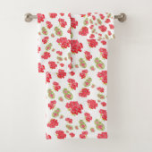 Waterverf Geraniums Pattern Bad Handdoek (Insitu)