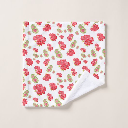 Waterverf Geraniums Pattern Bad Handdoek (Wasdoekje)