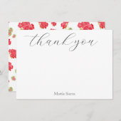 Waterverf Geraniums Pattern Bedankkaart (Voorkant / Achterkant)