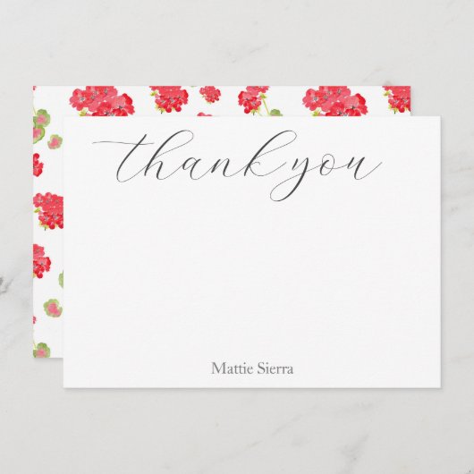 Waterverf Geraniums Pattern Bedankkaart (Voorkant / Achterkant)