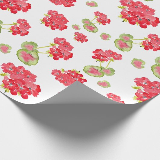 Waterverf Geraniums Pattern Cadeaupapier (Hoek)
