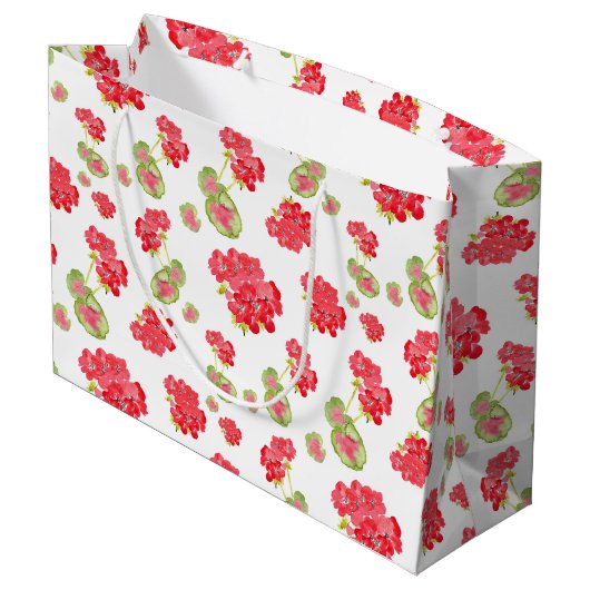 Waterverf Geraniums Pattern Groot Cadeauzakje (Achterkant Gekanteld)