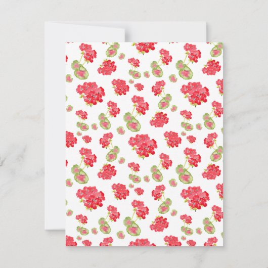 Waterverf Geraniums Pattern Kaart (Achterkant)