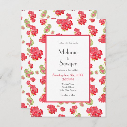 Waterverf Geraniums Pattern Kaart (Voorkant / Achterkant)