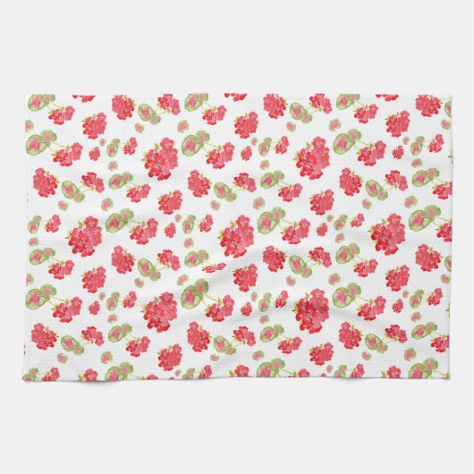 Waterverf Geraniums Pattern Theedoek (Horizontaal)