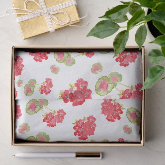 Waterverf Geraniums Pattern Tissuepapier (Geschenk)