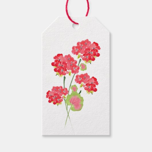 Waterverf Geraniums Stems Cadeaulabel (Voorkant)