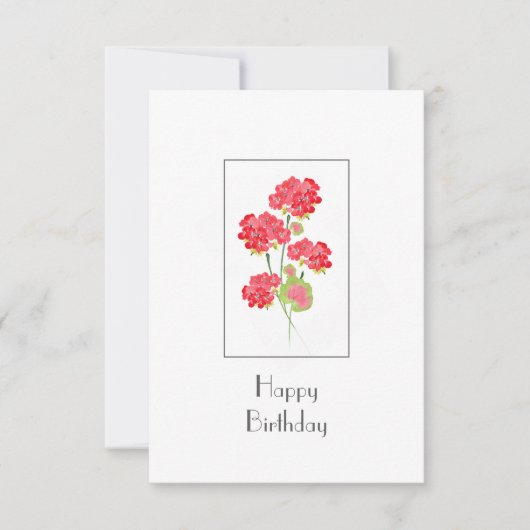 Waterverf Geraniums Stems Kaart (Voorkant)