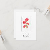 Waterverf Geraniums Stems Kaart (Voorkant / Achterkant in situ)