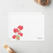Waterverf Geraniums Stems Notitiekaartje (Voorkant / Achterkant in situ)