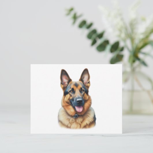 Waterverf German Shepherd Briefkaart (Staand voorkant)