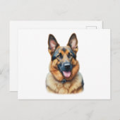Waterverf German Shepherd Briefkaart (Voorkant / Achterkant)