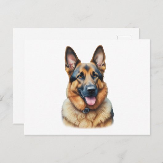 Waterverf German Shepherd Briefkaart (Voorkant / Achterkant)