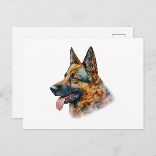 Waterverf German Shepherd Briefkaart (Voorkant / Achterkant)