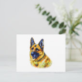 Waterverf German Shepherd Briefkaart (Staand voorkant)