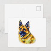 Waterverf German Shepherd Briefkaart (Voorkant / Achterkant)