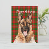 Waterverf German Shepherd Dog Custom Feestdagenkaart (Staand voorkant)