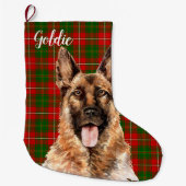 Waterverf German Shepherd Dog Personalized Grote Kerstsok (Voorkant)