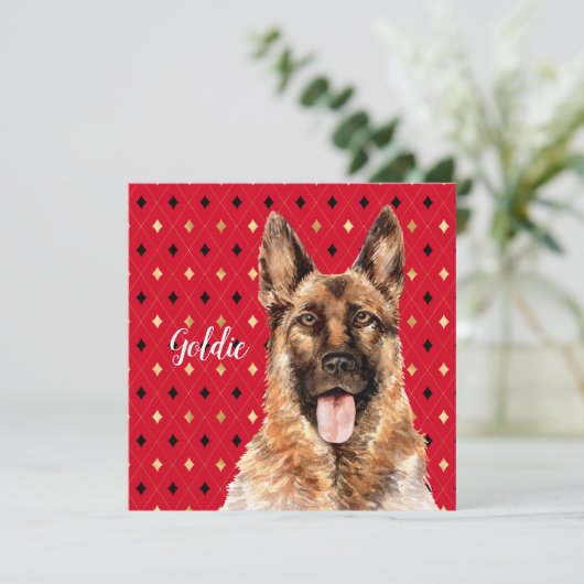 Waterverf German Shepherd Dog Personalized Kaart (Staand voorkant)