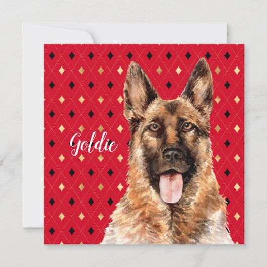 Waterverf German Shepherd Dog Personalized Kaart (Voorkant)