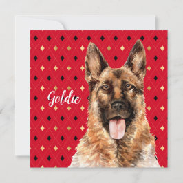 Waterverf German Shepherd Dog Personalized Kaart