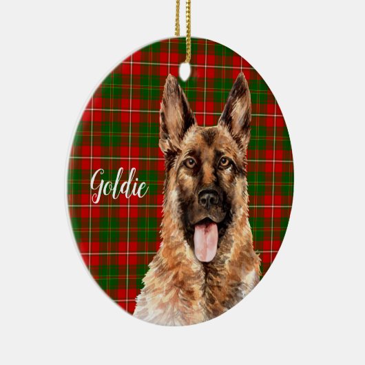 Waterverf German Shepherd Dog Personalized Keramisch Ornament (Rechts)