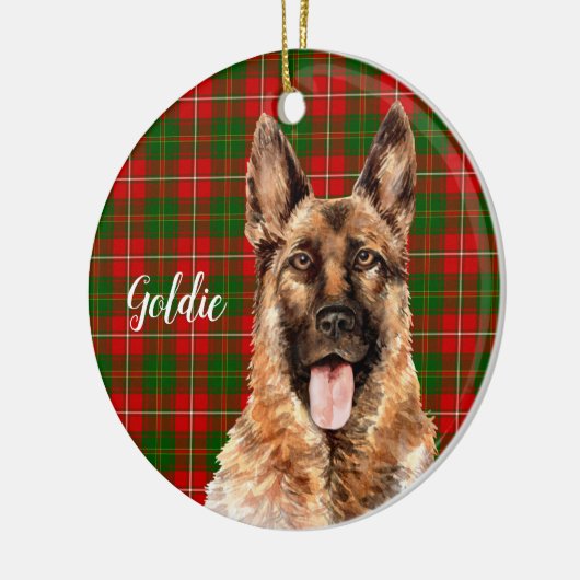Waterverf German Shepherd Dog Personalized Keramisch Ornament (Links)
