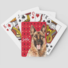 Waterverf German Shepherd Dog Personalized Pokerkaarten